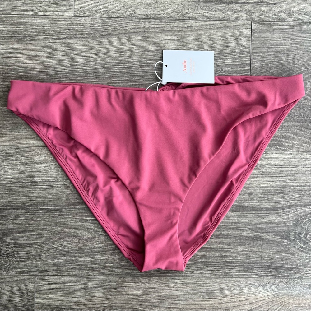 ANDIE Swim Symi Bikini Bottom Large Mulberry Pink Scrunch Cheeky Beach Tropical